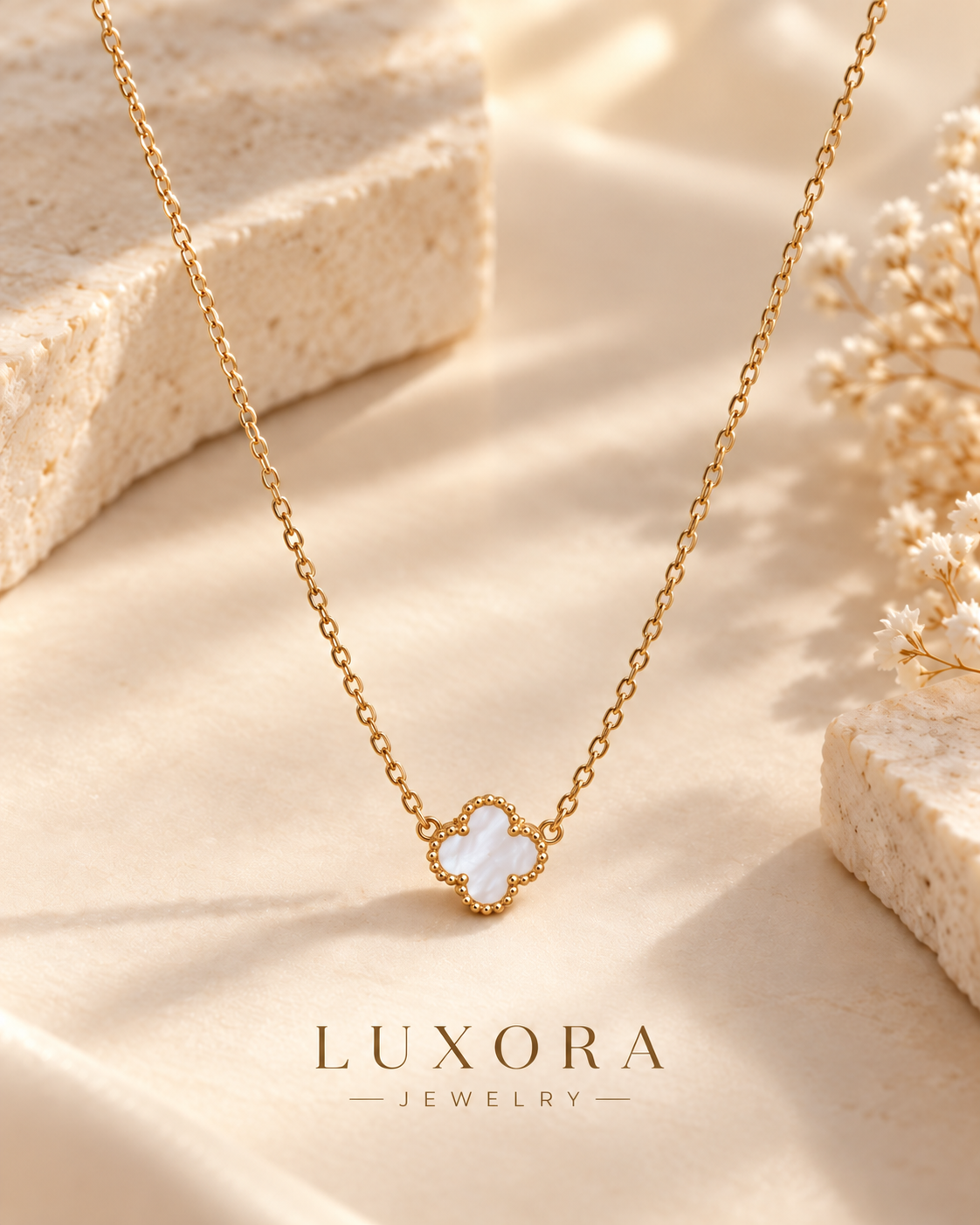 Luxora Clover Necklace – White