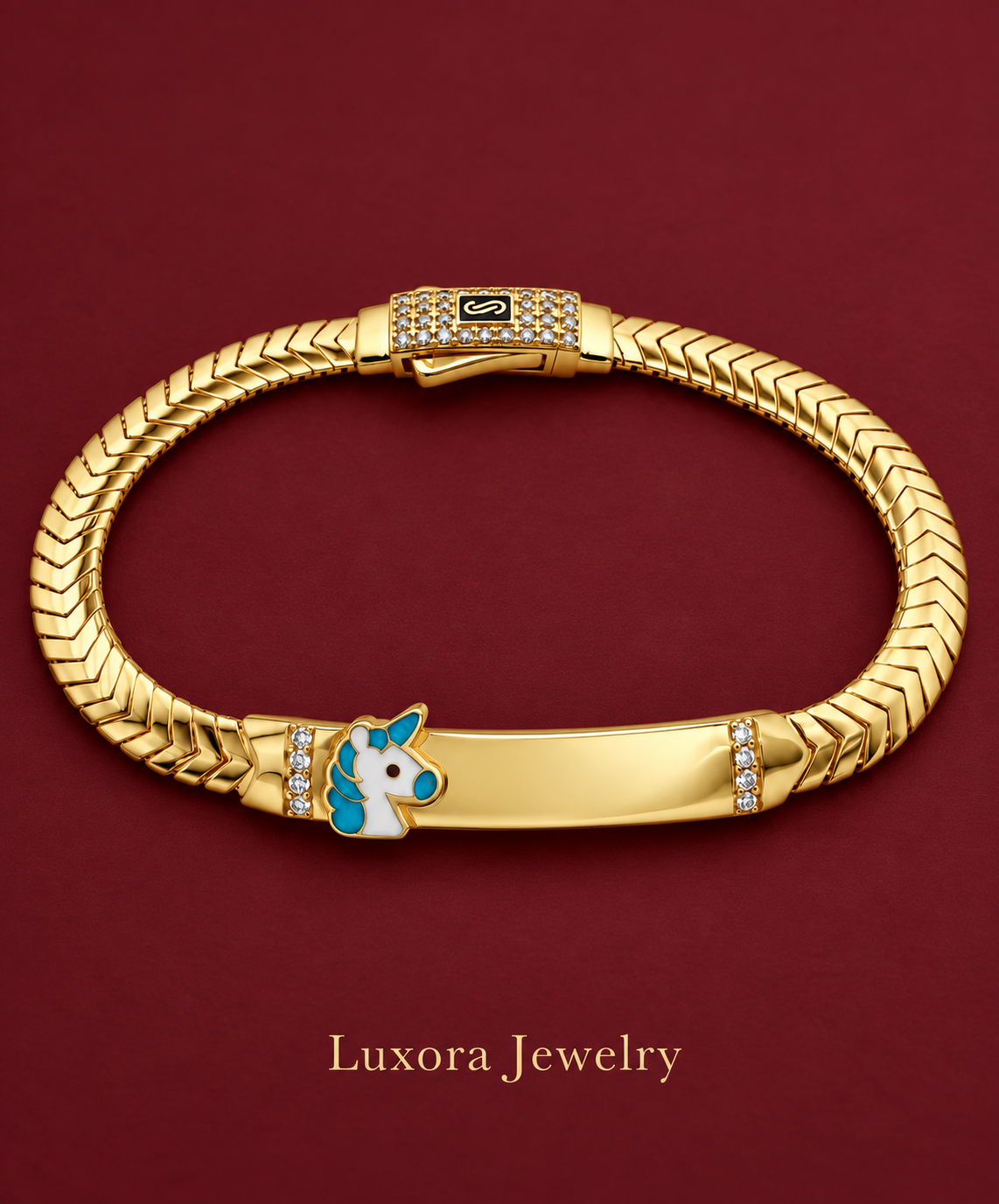 Pulsera infantil Unicornio en oro amarillo 14K