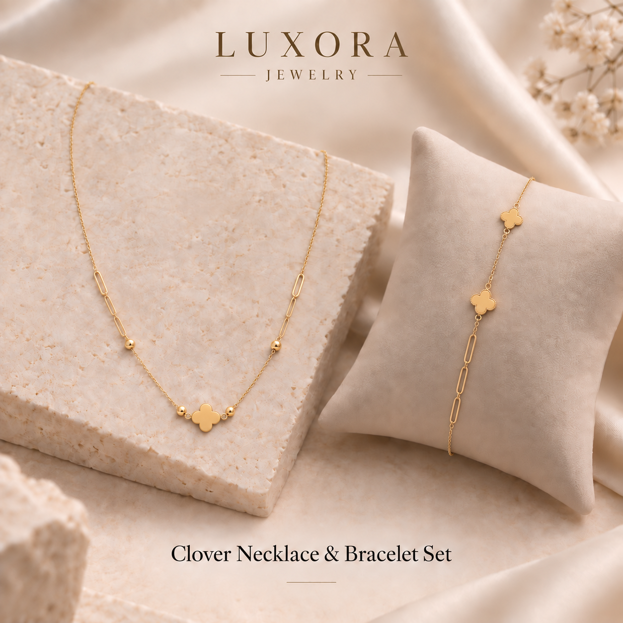 Clover Necklace & Bracelet Set
