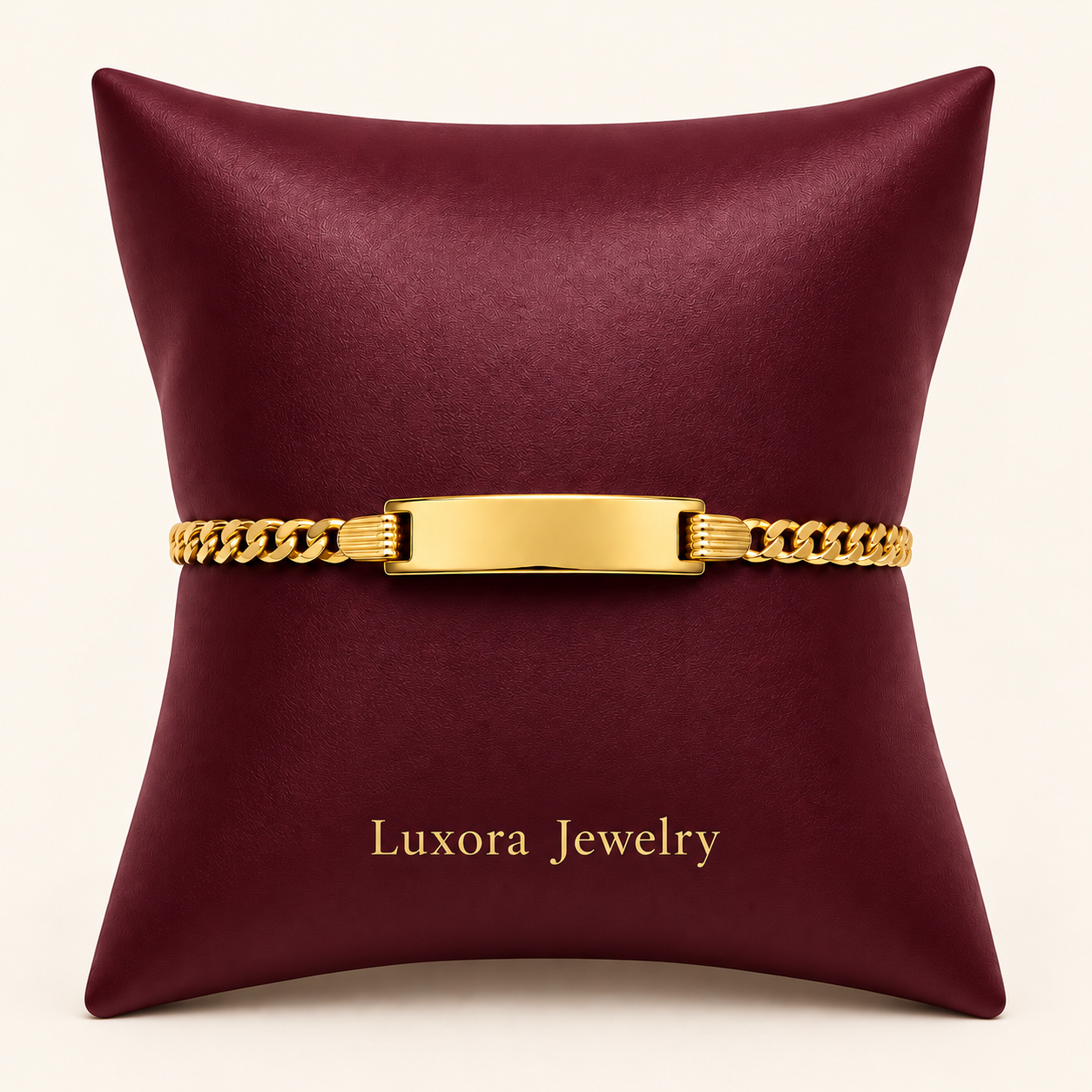 Pulsera de eslabones con placa en oro 14K